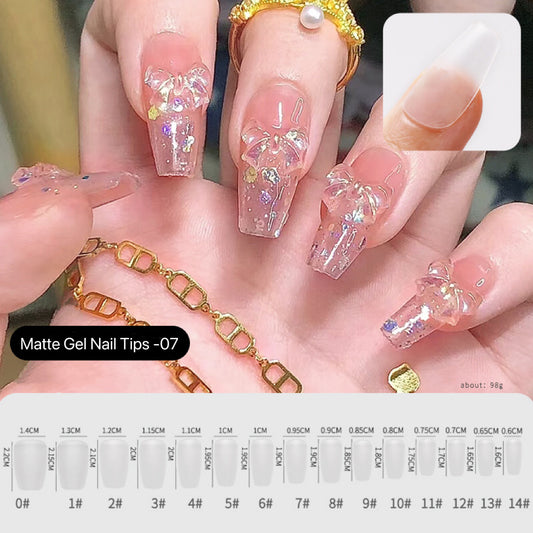 240pcs/box 14 Sizes Matte Gel Medium Coffinl Nails Tips 07#