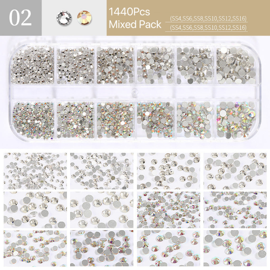 12 Grids Rhinestones Nail Art Decorations