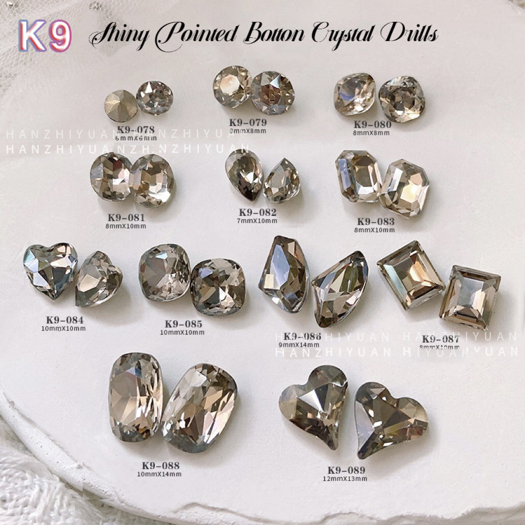 2pcs Shiny Pointed Bottom K9 Crystal Drills