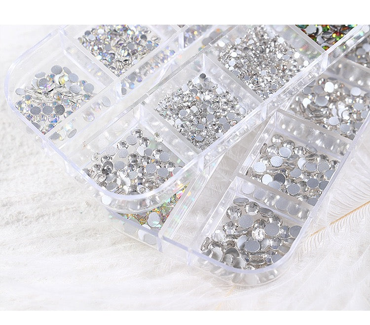 12 Grids Rhinestones Nail Art Decorations