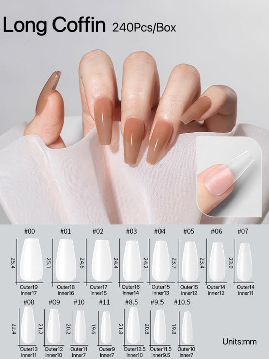 240Pcs Matte Short False Nail Tips Extension Full Cover Long Coffin Nail Tips