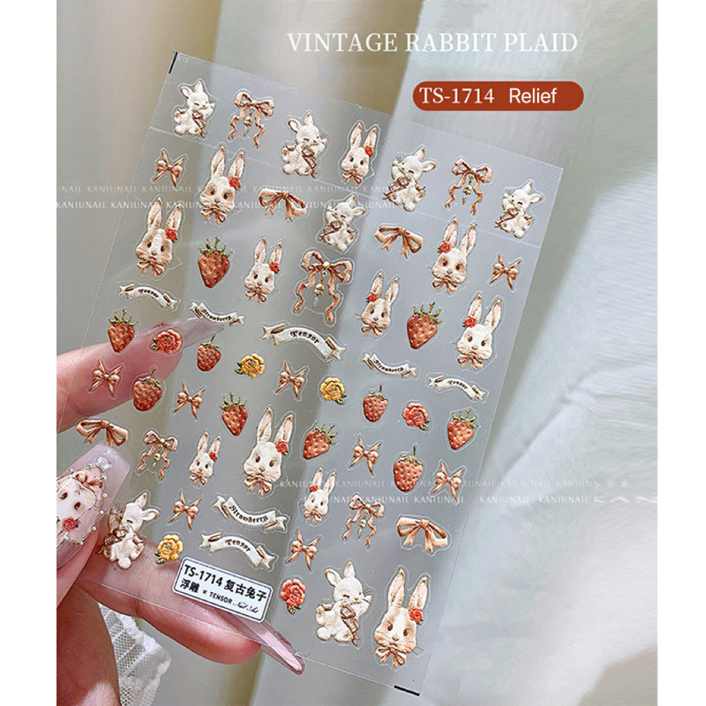 5D Kawaii Rabbit Nail Sticker 1Pcs