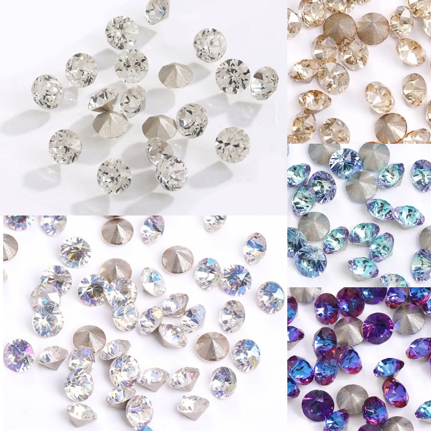 10Pcs Diamond Round Cone Rhinestone