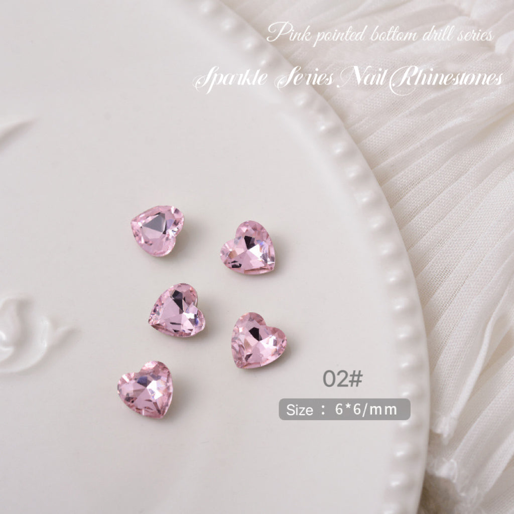 2pcs Sparkle Pink Series Nail Rhinestones