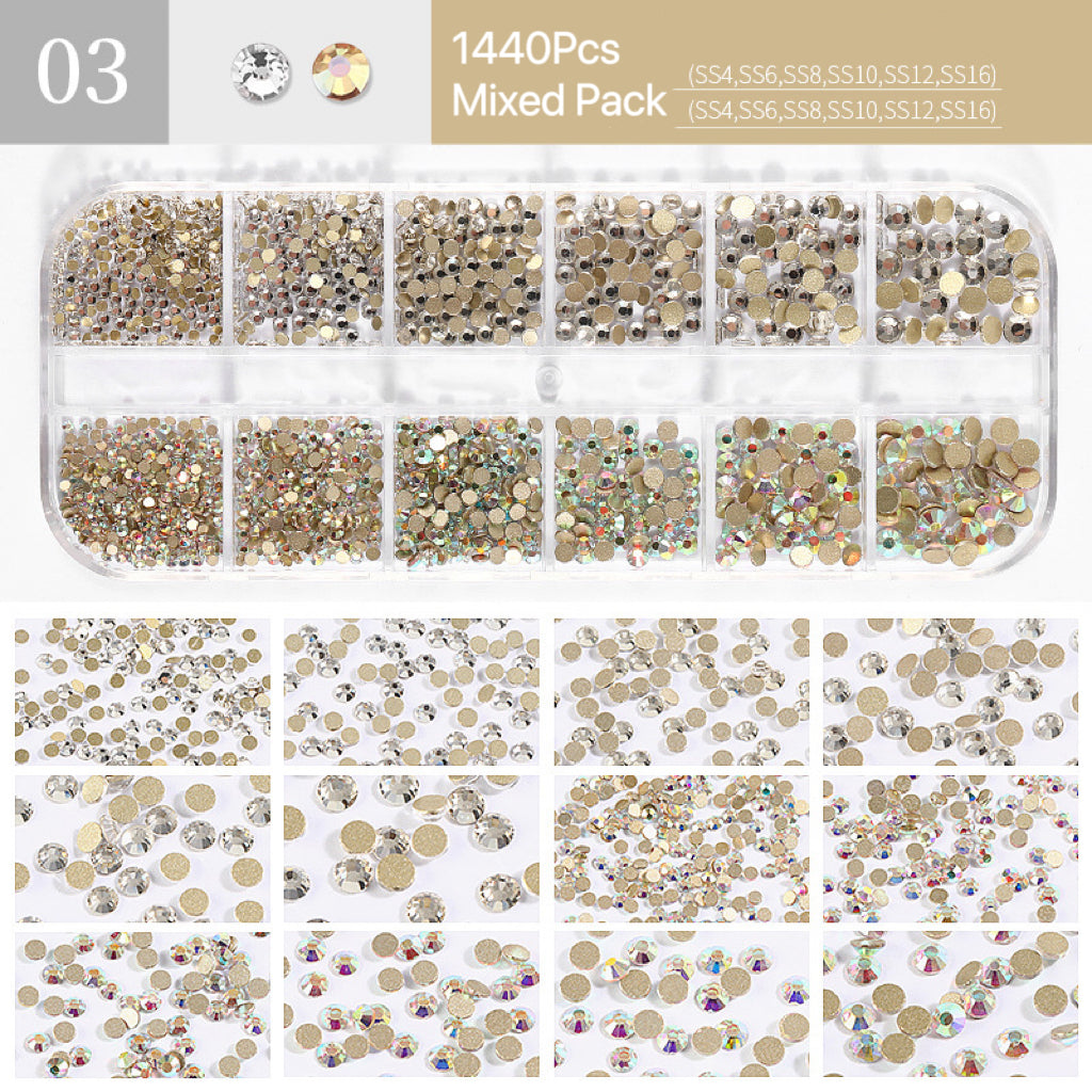 12 Grids Rhinestones Nail Art Decorations