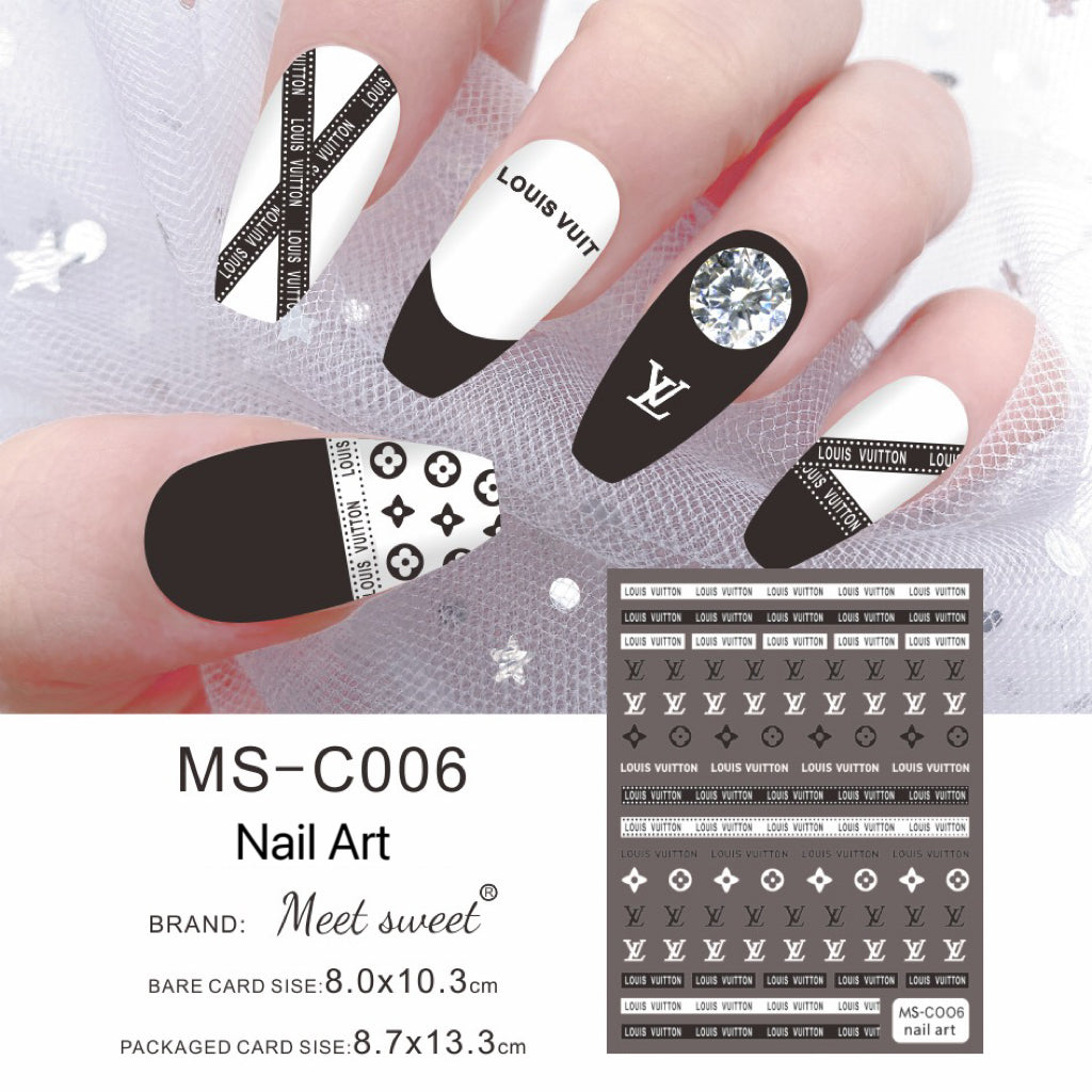 Black White Nail Designer Sticker Nail Art Decoration