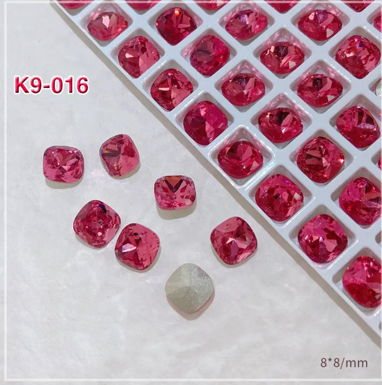 2pcs Rose Red K9 Crystal Drill Nail Art Decoration