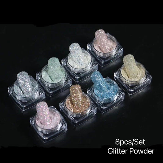 8 Colors Nail Crystal Diamond Powder Rainbow Color Glitter