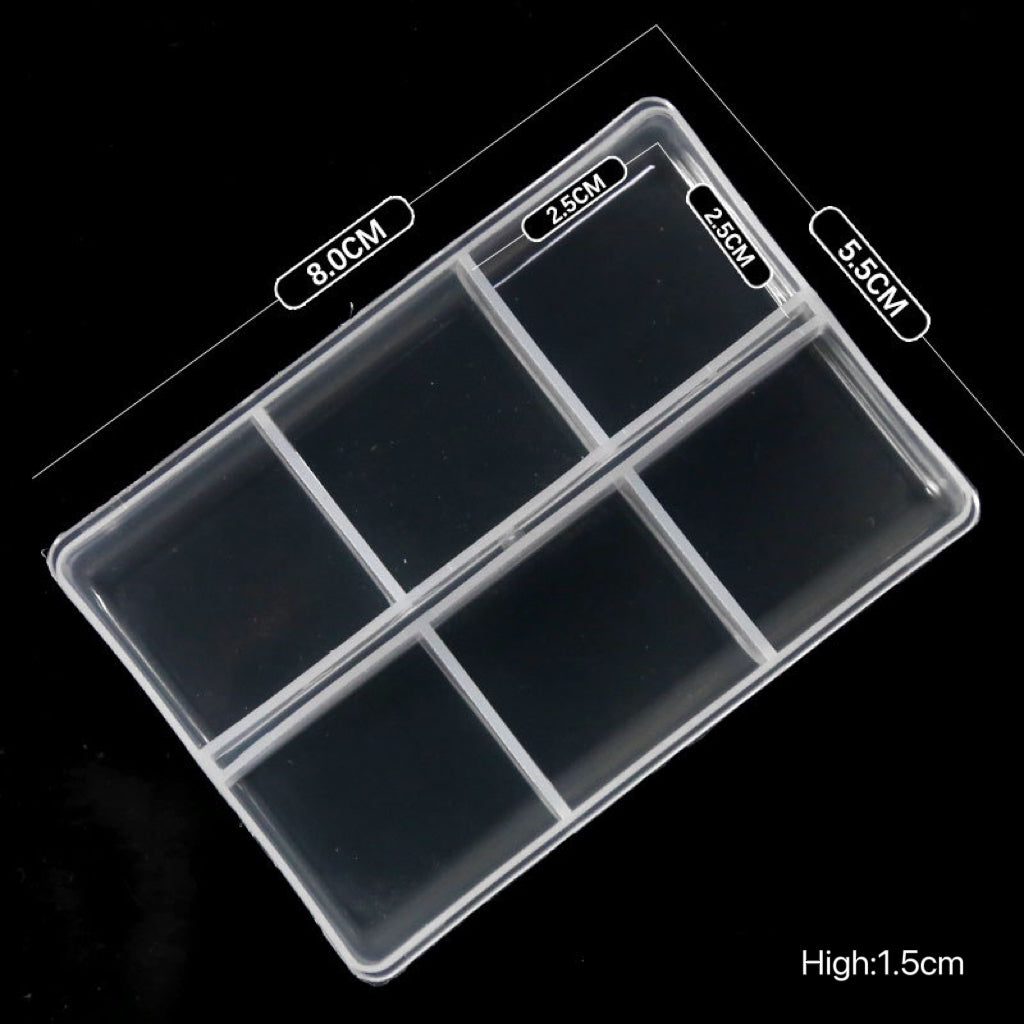 6Grid Square Transparent Storage Box 8.0cm*5.5cm Plastic Organizer Case