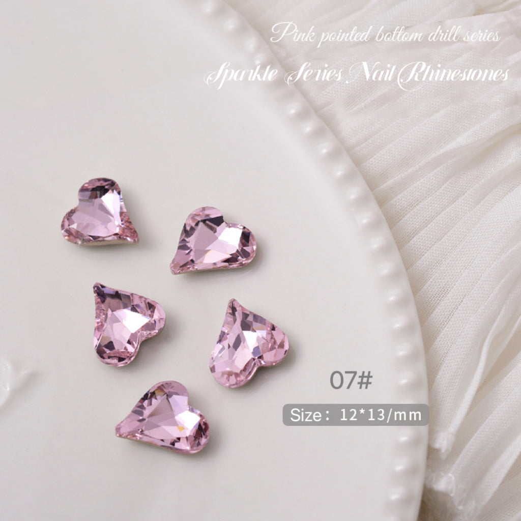 2pcs Sparkle Pink Series Nail Rhinestones