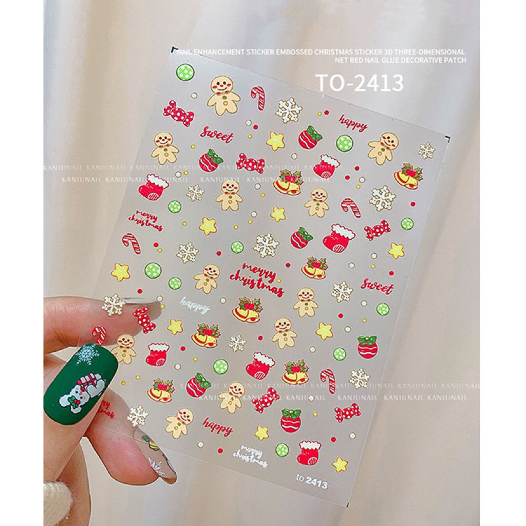 Winter Christmas 3D Nail Stickers Nail Decoration