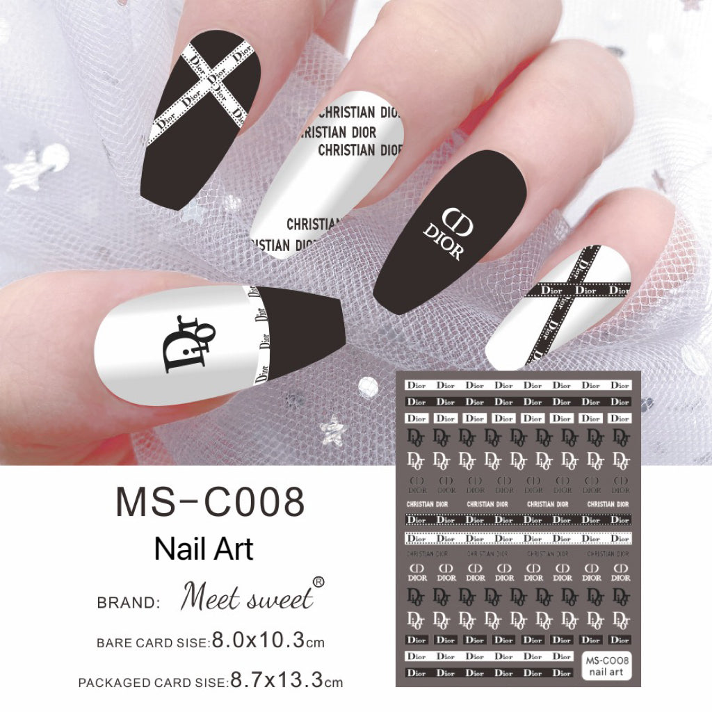 Black White Nail Designer Sticker Nail Art Decoration