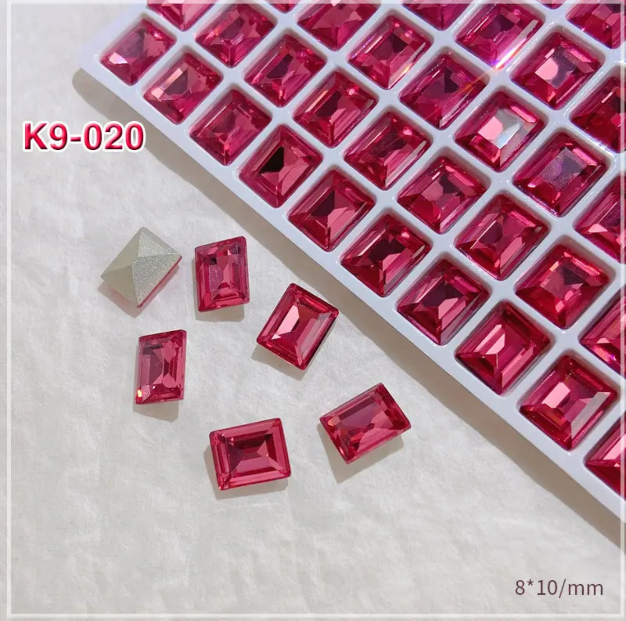 2pcs Rose Red K9 Crystal Drill Nail Art Decoration