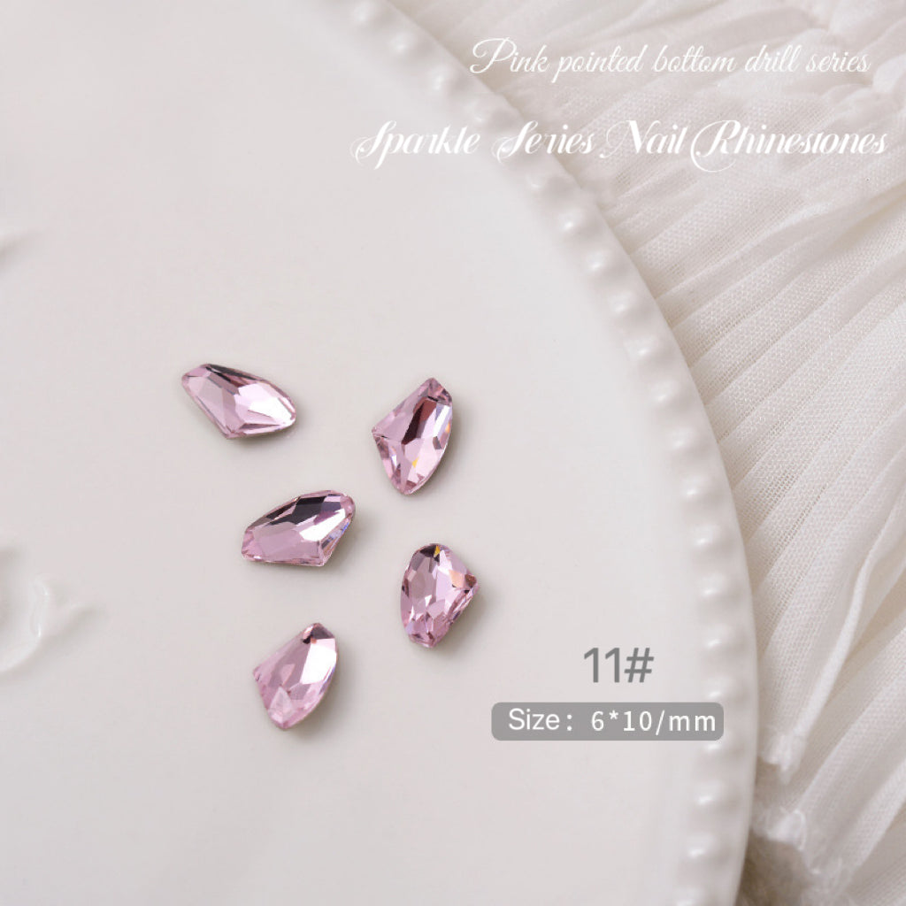 2pcs Sparkle Pink Series Nail Rhinestones