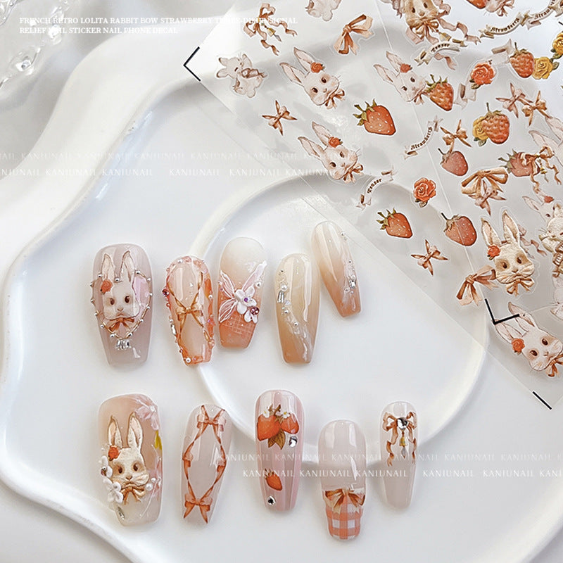 5D Kawaii Rabbit Nail Sticker 1Pcs