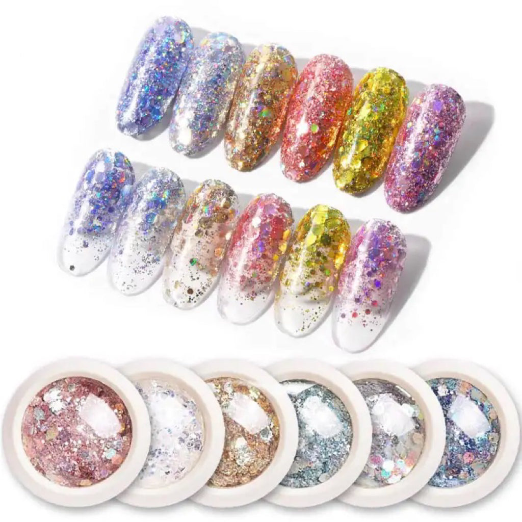 8pcs/Set Nails Art Decorations Nail Holographic Glitter