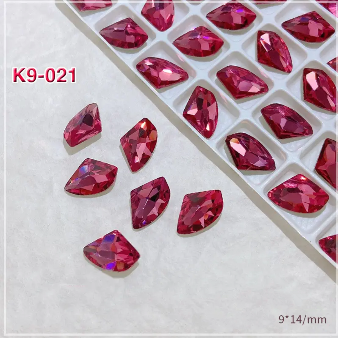 2pcs Rose Red K9 Crystal Drill Nail Art Decoration