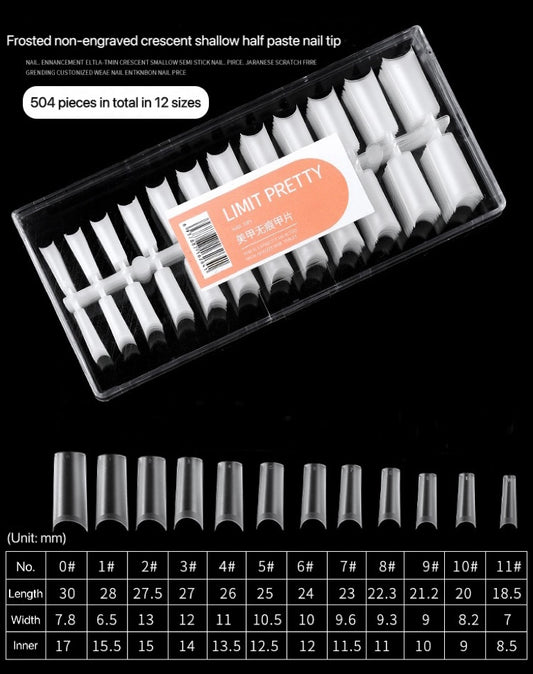 Rectangle Matte False Nail Tips Extension Half Cover C Curved