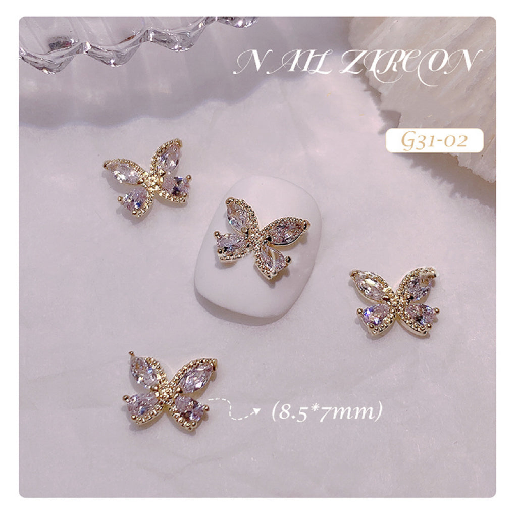 3D Butterfly Alloy Nail Art Zircon 1 Pcs