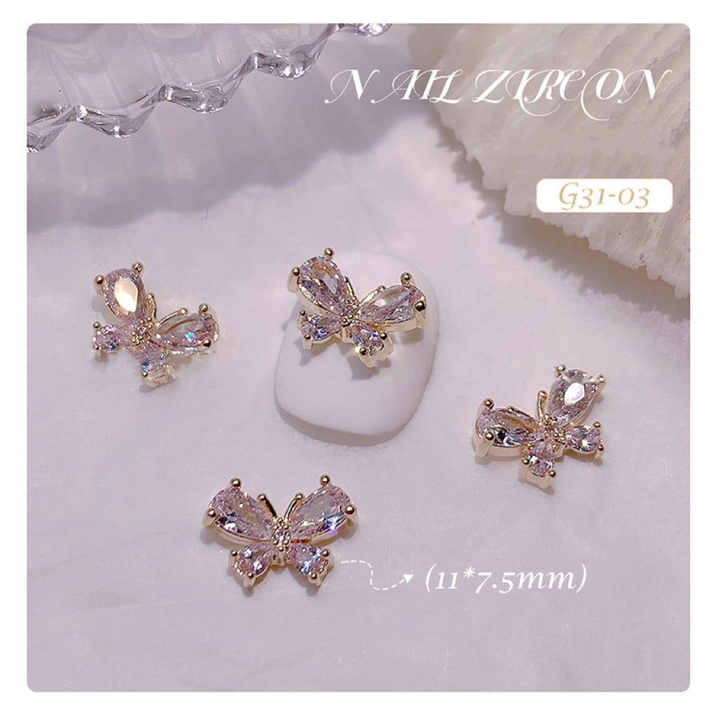 3D Butterfly Alloy Nail Art Zircon 1 Pcs