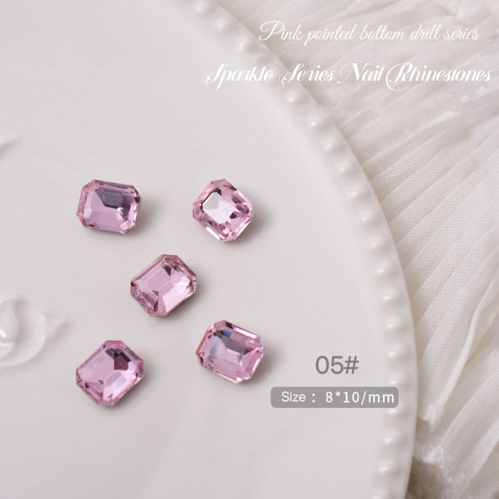 2pcs Sparkle Pink Series Nail Rhinestones