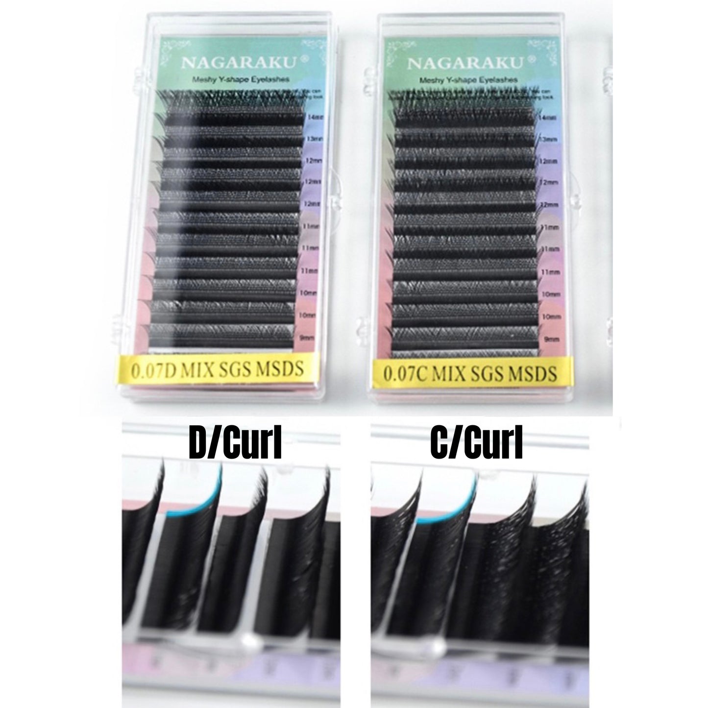 NAGARAKU 0.05mm C/D Curl Mix 8-15mm YY Shape Eyelash Extension