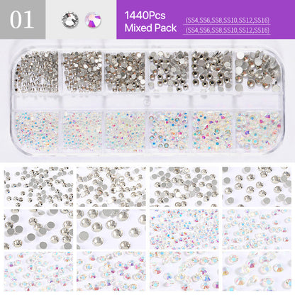 12 Grids Rhinestones Nail Art Decorations