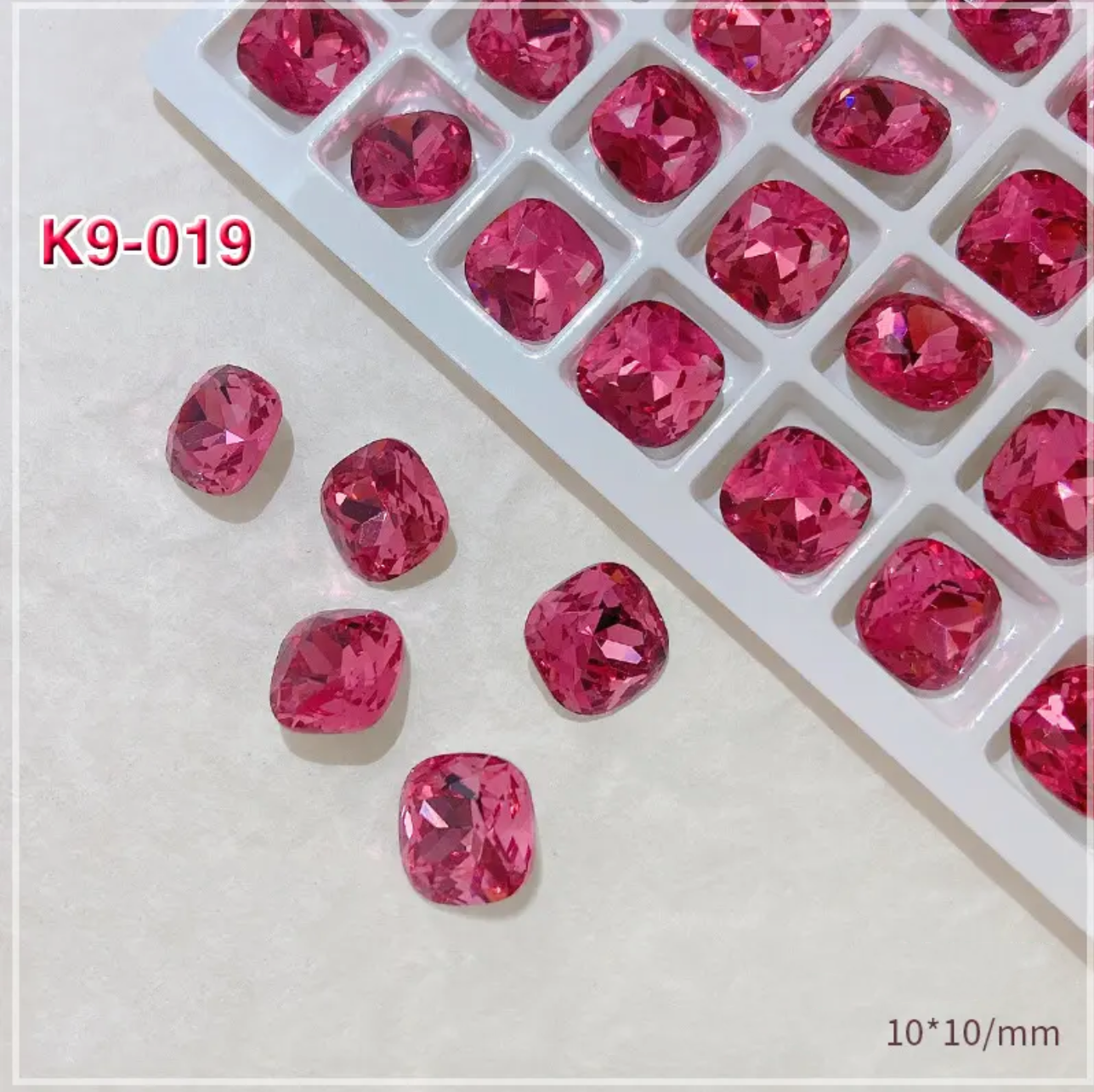 2pcs Rose Red K9 Crystal Drill Nail Art Decoration