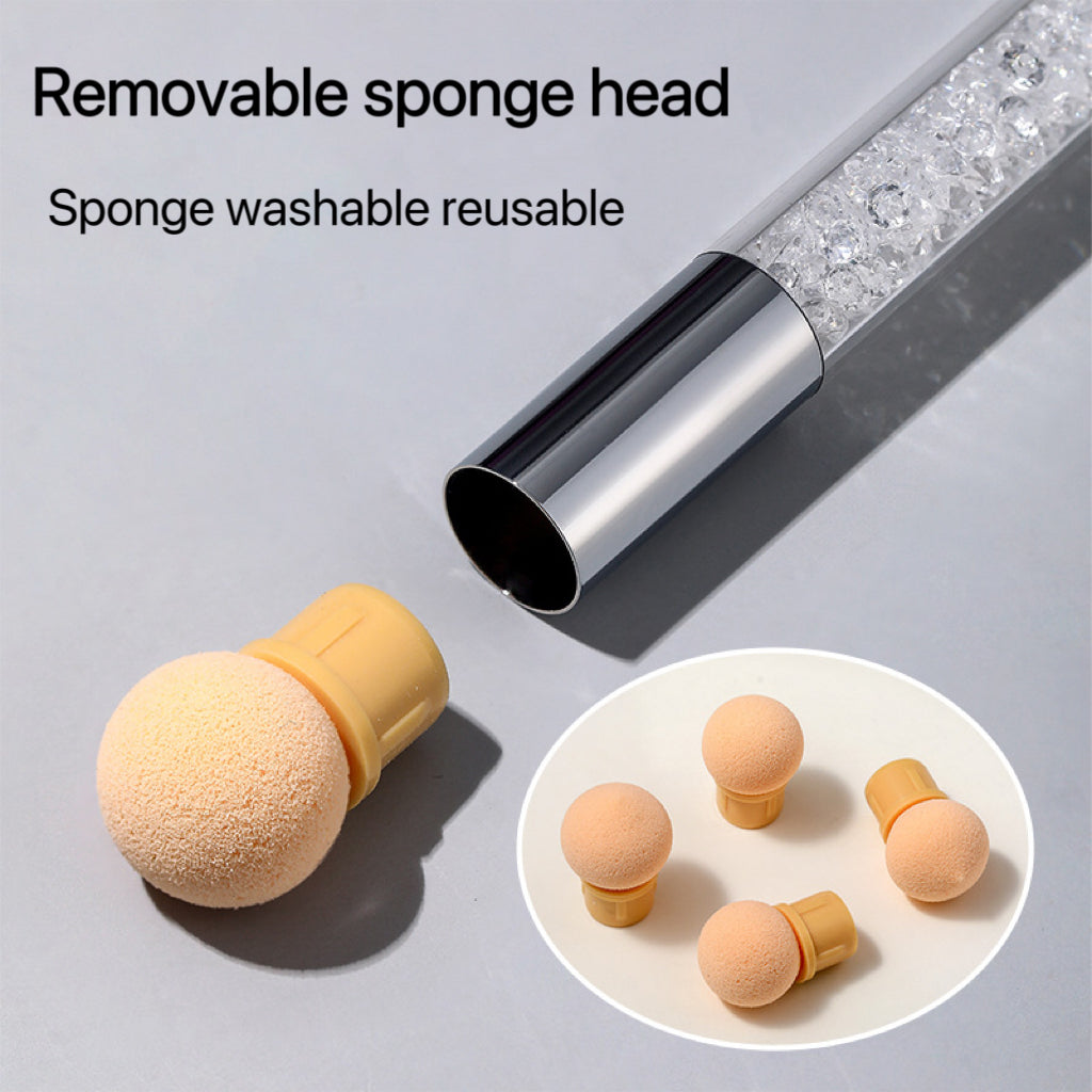 Sponge Head Rhinestone Handle Nail Art Brush