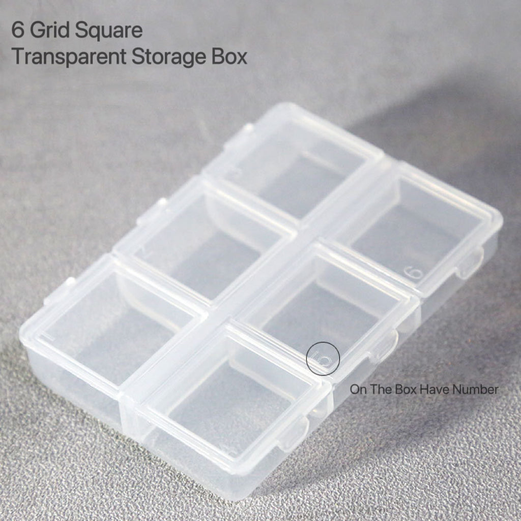 6Grid Square Transparent Storage Box 8.0cm*5.5cm Plastic Organizer Case