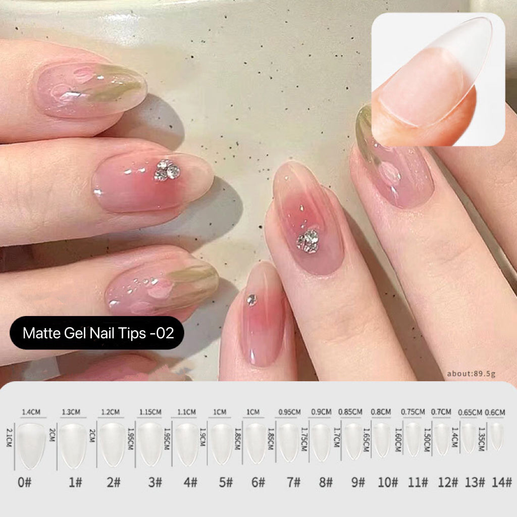 240pcs/box 14 Sizes Matte Gel Almond Nails Tips 02#