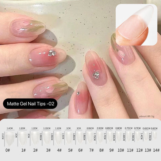 240pcs/box 14 Sizes Matte Gel Almond Nails Tips 02#