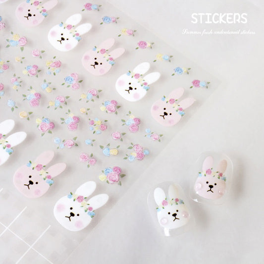 Garland rabbit Nail Art Stickers