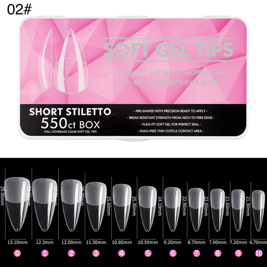 550Pcs/Box Soft Gel Tips Short Stiletto 02#