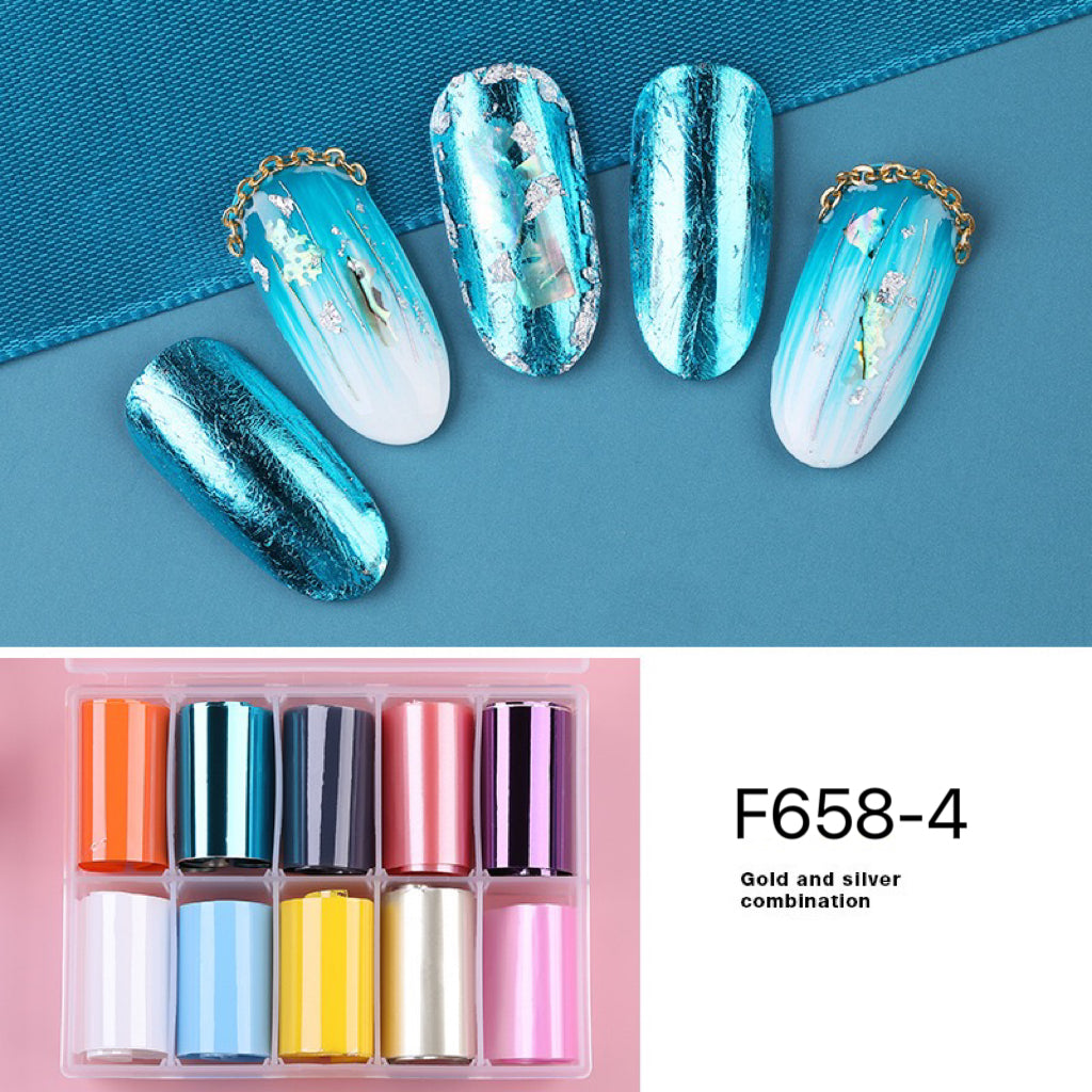 10Rolls Colorful Nail Foils Nail Art Transfer F658-4